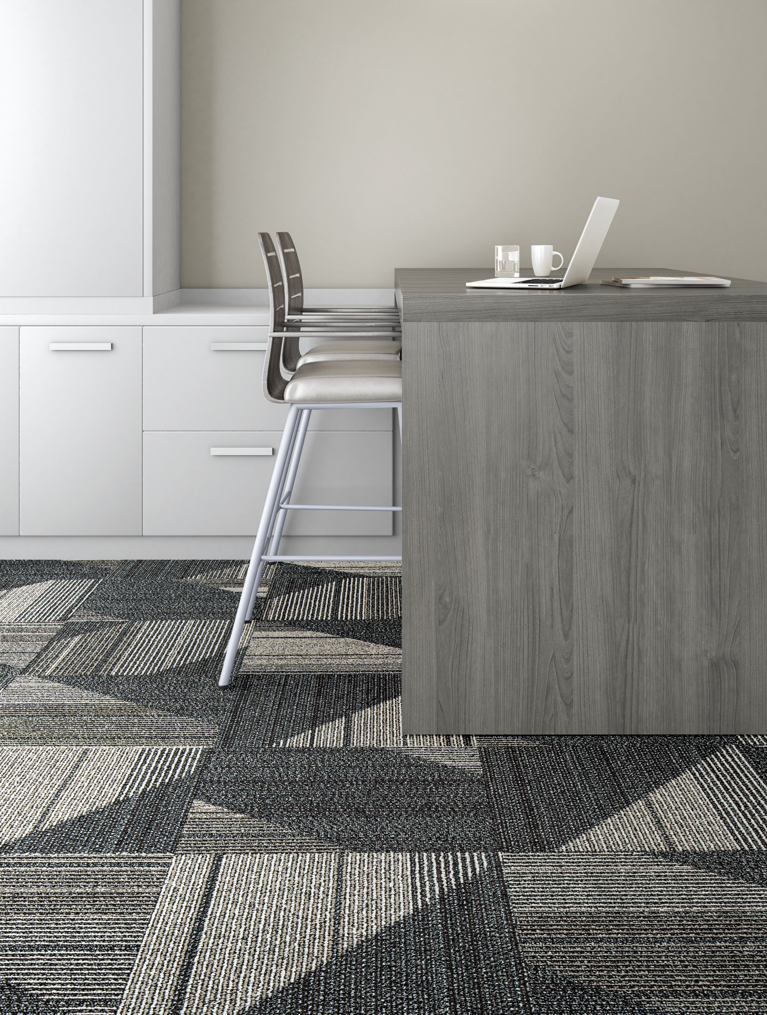 Interface Detours Ahead carpet tile in seating area with desk and two chairs imagen número 2